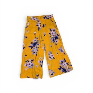 Y2K Jessica Simpson Cropped Floral Palazzo Pant Yellow